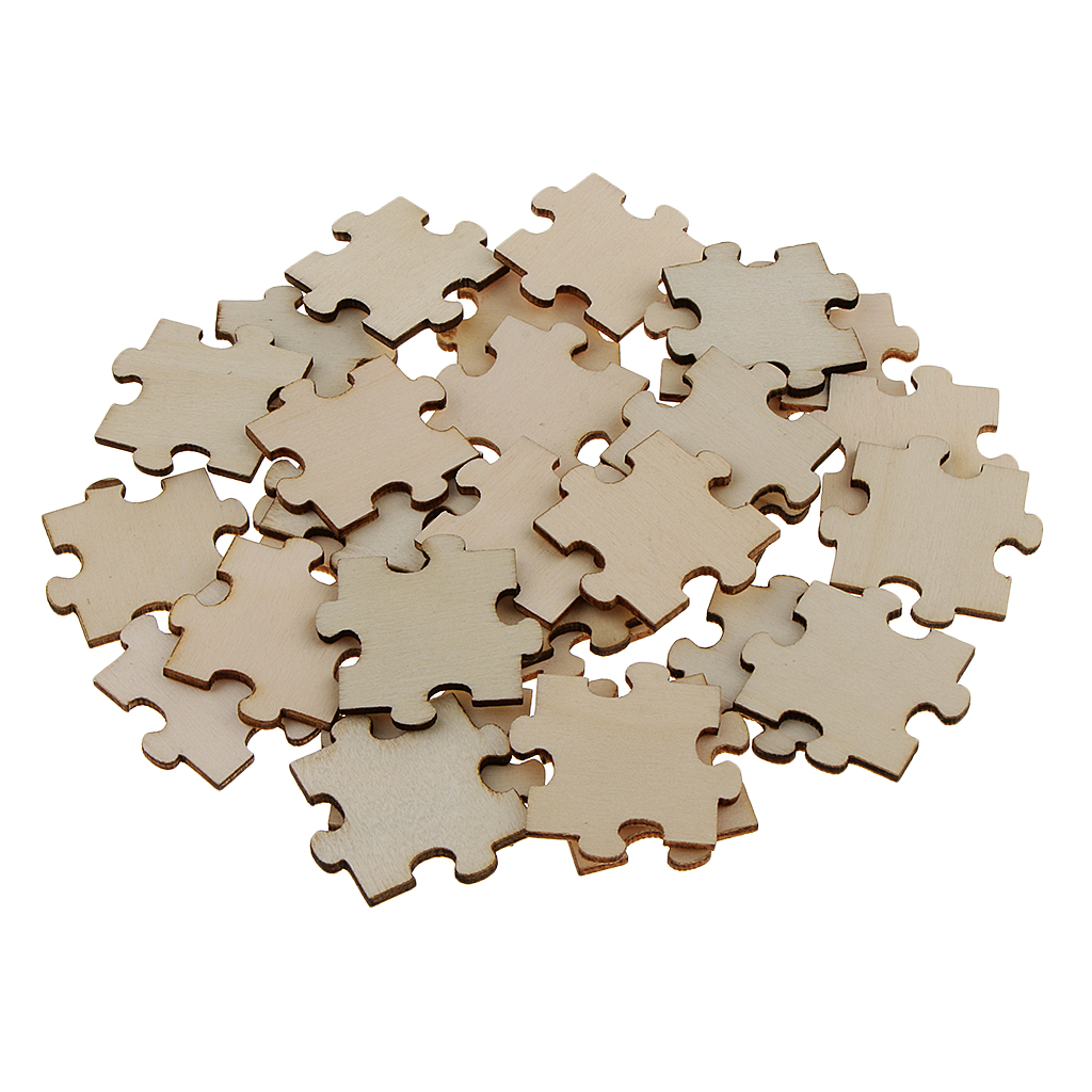  50Pcs 40x40mm Square Puzzle of Wood Pieces Double-sided Wooden Embellishment DIY for Card Making,Scrap booking,Arts and Crafts 