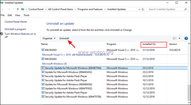 Uninstall Updates - Windows 10